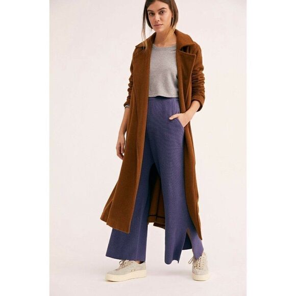 NEW FREE PEOPLE FP BEACH Sz XS RIBBED KNIT HAVANA SWEATER PANT IN COSMIC CLOUD - Picture 4 of 4